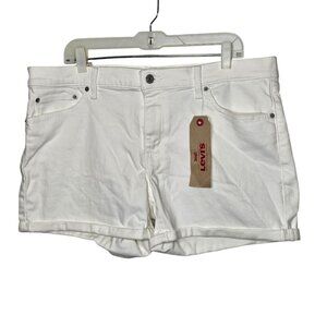 Levis Mid Length Womens White Denim Shorts Size 34 5-Pocket Casual‎ Style
